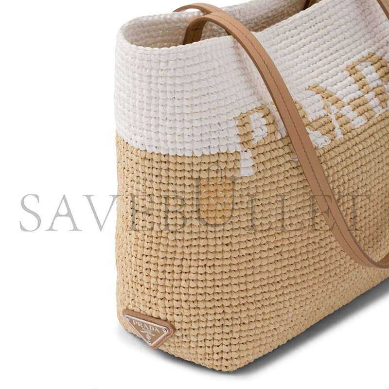 PRADA CONTRASTING RAFFIA TOTE BAG 1BG454 (23*22*8cm)